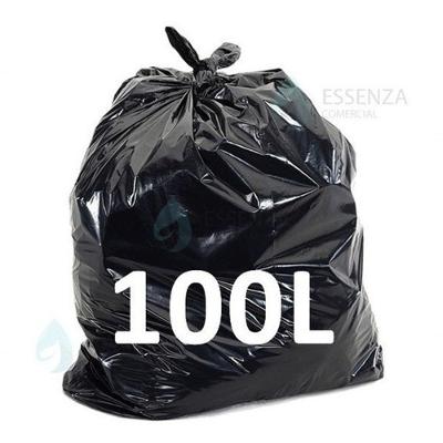Saco de Lixo 100 Litros Reforçado 0,12 Preto Pacote com 100 Unidades para Uso em Recicláveis