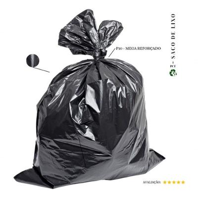 Saco de Lixo 100 Litros P10 Preto 50 Unidades Mega Reforçado para Uso Doméstico Higipack