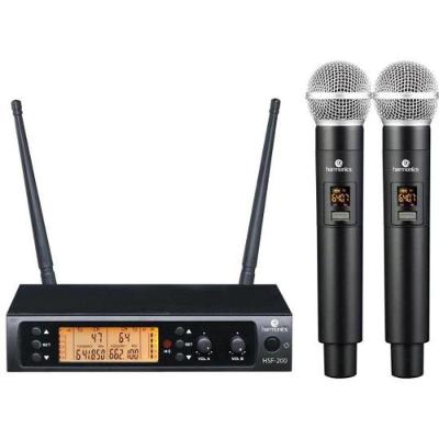 Sistema sem Fio HSF-200 Duplo UHF Multifrequência com Display Digital e Receptor Profissional