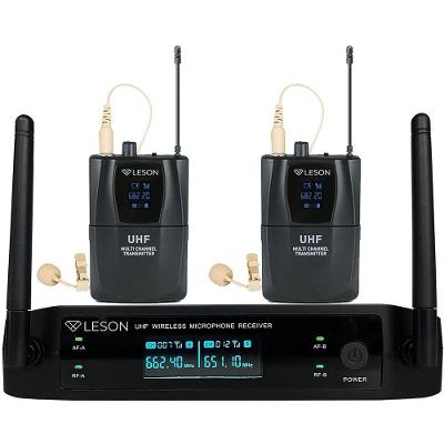 Sistema de Microfone Duplo sem Fio LS962 com 96 Canais Preto Leson