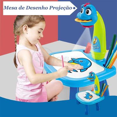Projetor para Desenho Infantil Mesa de Desenhos Interativos Galinha Azul com Estímulo à Aprendizagem