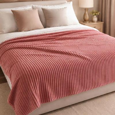 Manta Cobertor Casal Relevo Canelado 200 X 180 Cm - Rosa