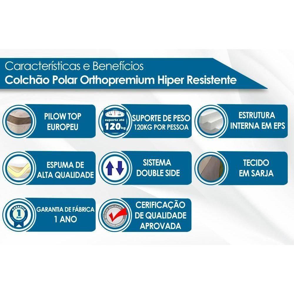 Cama Box Casal: Colchão Ortopédico Polar D28/EP Orthopremium + Base CRC Rústico Black(138x188) - 2