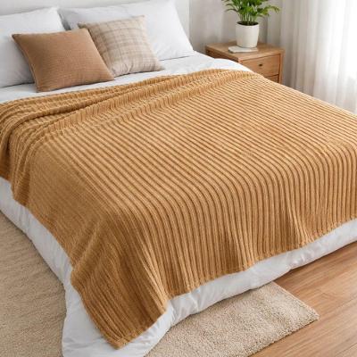 Manta Cobertor Casal Relevo Canelado 200 X 180 Cm - Bege