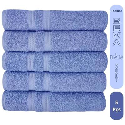 Kit Toalha de Banho Itália Soft Beka 5 Peças 100% Algodão 430g-m² Super Felpuda Azul