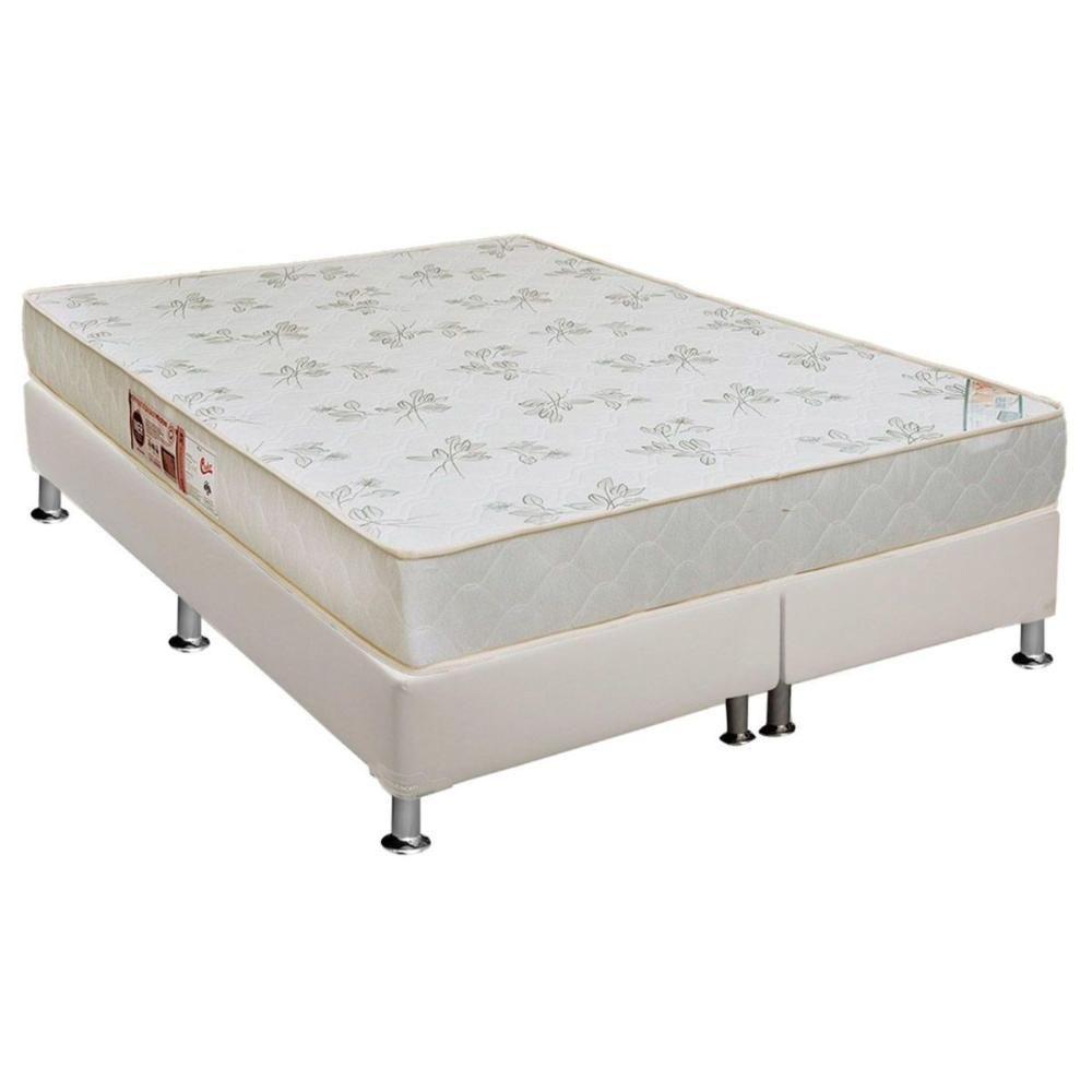 Cama Box King: Colchão Espuma Castor D33 Sleep Max Relax + Base CRC Courano White(193x203) - 1