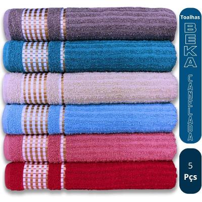 Kit de Banho 5 Peças 100% Algodão Caneladas Gigante Banhão 70 X 140 350G-M²