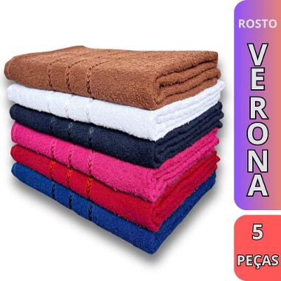 Kit 5 Toalhas de Rosto Verona 5 Peças 100% Algodão 220g-m² Liso-Sólido Colorido