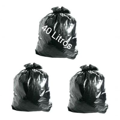 Saco de Lixo Preto Resistente 40 l 60X60 Pacote com 100 Unidades Higipack