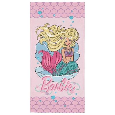Toalha Infantil Aveludada Barbie 70x140CM 55% Algodão 45% Poliéster 280g-m² Lepper