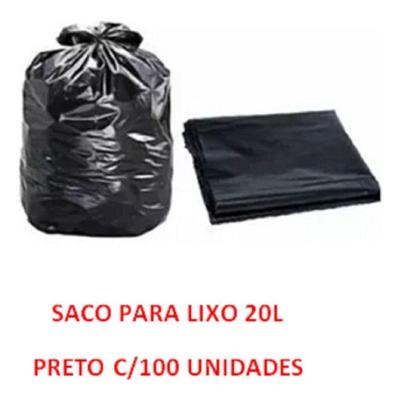 Saco para Lixo Preto Reforçado 20L 45x50CM Parede Dupla Alta Resistência 100 Unidades Higipack
