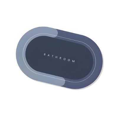 Tapete de Banheiro Super Absorvente Antiderrapante Veludo Cristal e Borracha Oval Cinza Utimix