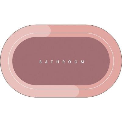 Tapete de Banheiro Rosa Oval em Veludo Cristal 40x60 1 Peça Rosa Antiderrapante Secagem Rápida OEM