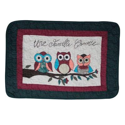 Tapete Patchwork Banheiro Cozinha Trio de Corujas Coloridas 100% Algodão 61x42 cm Verde Gici Casa