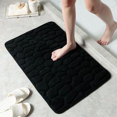 Tapete de Banheiro Kit Decoração em Relevo Lã Coral 40X60CM 1 Peça Paralelepipedo Preto OEM