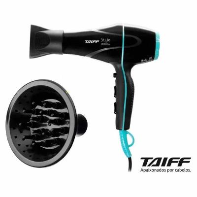 Secador E Difusor Cachos Profissional 2000W Taiff Style Preto 220V