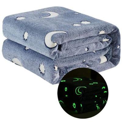 Manta Cobertor Solteiro Infantil Brilha No Escuro 1,80x1,20 Lua Azul