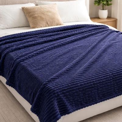 Manta Cobertor Casal Relevo Canelado 200 X 180 Cm - Azul Petróleo