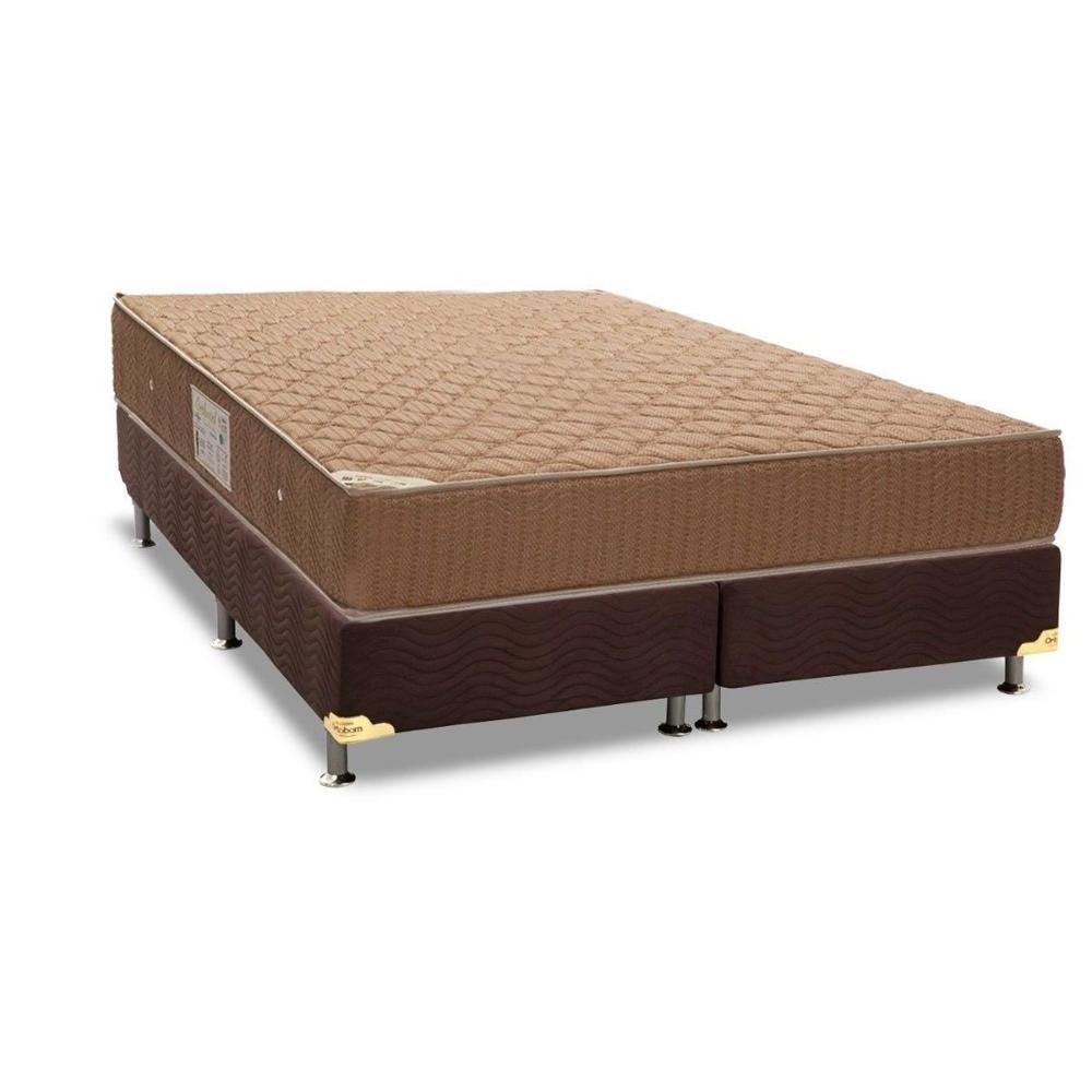 Cama Box Queen: Colchão Molas Bonnel Ortobom Hotelaria Nanolastic Orthotel Spring + Base CRC Suede Brown(158x198) - 1