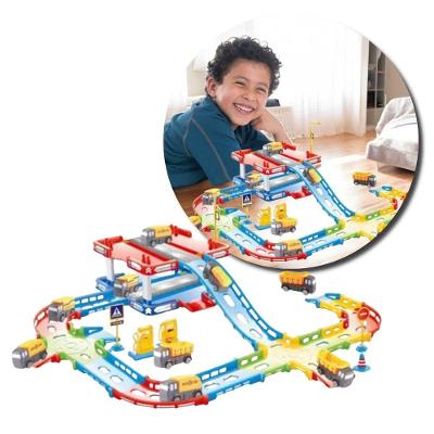 Brinquedo Infantil Pista de Estacionamento Mega Park com 36 Peças e 2 Caminhões Azul Utimix