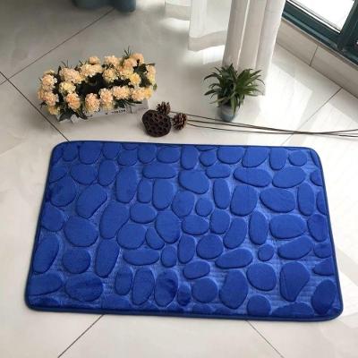 Tapete de Banheiro Kit Decoração em Relevo Lã Coral 40x60 cm 1 Peça Paralelepipedo Azul OEM