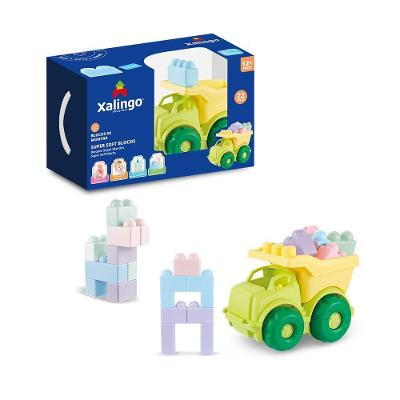 Brinquedo Educativo Soft Blocos Carrinho 22 Peças com Material Macio e Cantos Arredondados Azul