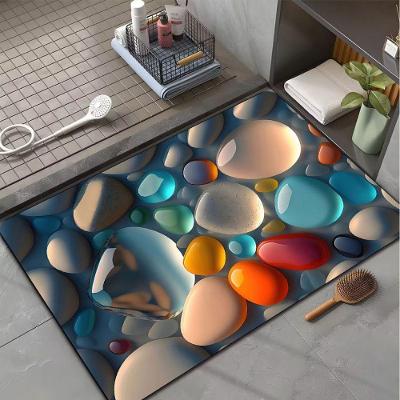 Tapete 3d Ped em Microfibra 38X58X0.4CM 1 Peça Cinza OEM para Banheiro Antiderrapante