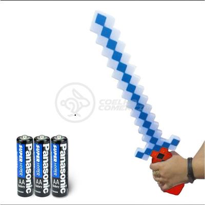 Kit Brinquedo Espada Pixel Ninja 58CM Diamante com Som e Luz Vermelho Minecraft