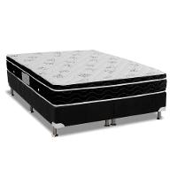 Cama Box Queen: Colchão Molas Bonnel Ortobom Nanolastic Physical Spring + Base CRC Suede Black(158x198) - 1