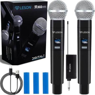 Par de Microfones sem Fio LS302 PK 2.4 Digital Duplo Recarregável com Alcance Até 30m Leson