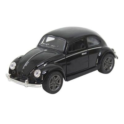 Miniatura de Carrinho Fusca Antigo Colecionável com Fricção e Portas Móveis Preto