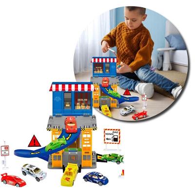 Mini Pista Estacionamento de Brinquedo com 12 Peças com 01 Carrinho e Montagem Fácil Utimix