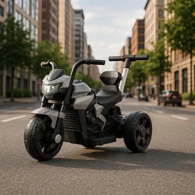 Mini Moto Elétrica Infantil Esportiva com Controle Remoto e Painel com Luzes Cinza Unitoys