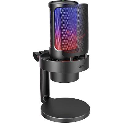 Microfone USB A8 RGB com Iluminação RGB Ajustável para Streaming Preto Fifine Official