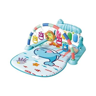Tapete de Atividades para Bebê Azul Bebê Musical com Piano Interativo e Móbiles Coloridos