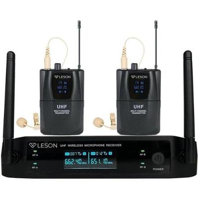 Sistema de Microfone Duplo sem Fio LS962 com Tecnologia Digital e Áudio Limpo Estável Preto Leson
