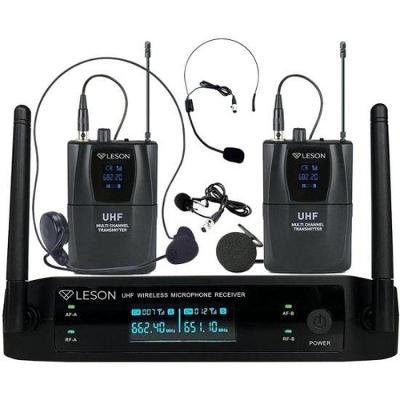 Sistema de Microfone Duplo sem Fio com Headset LS962 P Multifrequência Digital Preto Leson