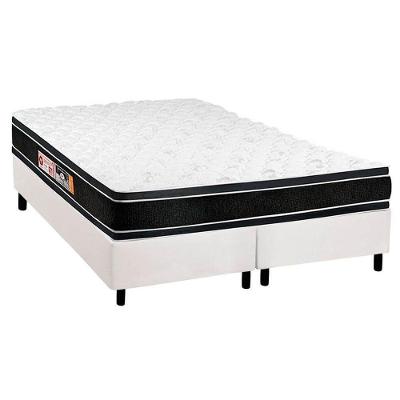 Cama Box Queen: Colchão Espuma D33 Castor Black e White Double Face + Base CRC Courano White(158x198)