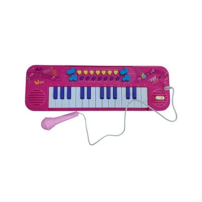Teclado Musical Infantil Kit Rosa com 25 Teclas e Microfone com Função Gravar Unik Toys