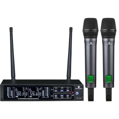 Microfone sem Fio HSF-300 Duplo UHF Multifrequência com Display Digital Auto Scan Harmonics