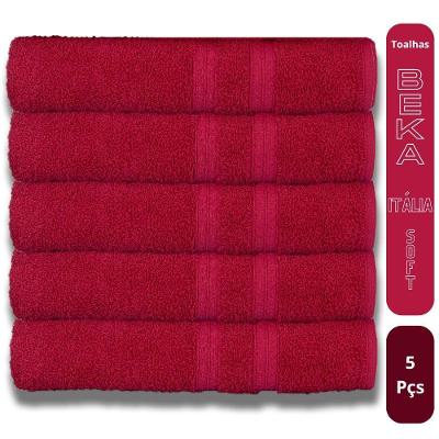 Kit 5 Toalhas de Banho Itália Soft Beka 100% Algodão 430g-m² Felpuda Macia Vermelho