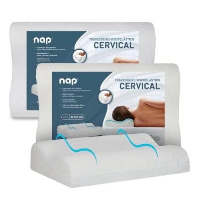 Kit 2 Travesseiros Comfort Cervical 48x68CM Ortopédico Viscoelástico Poliuretano Altura 12-14CM