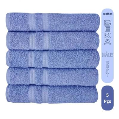 Kit Toalha de Banho Itália Soft Beka 5 Peças 100% Algodão 430g-m² Felpuda Azul