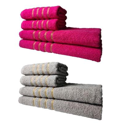Kit de Toalhas Montreal 8 Peças 4 Banho 4 Rosto 100% Algodão 330G-M² Macias Rosa, Cinza