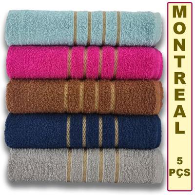 Kit 5 Toalhas de Banho Montreal 5 Peças 100% Algodão 330G-M² Alta Absorção