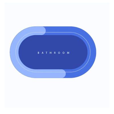 Tapete de Banheiro Azul Oval em Veludo Cristal 40x60 1 Peça Azul Antiderrapante Secagem Rápida OEM