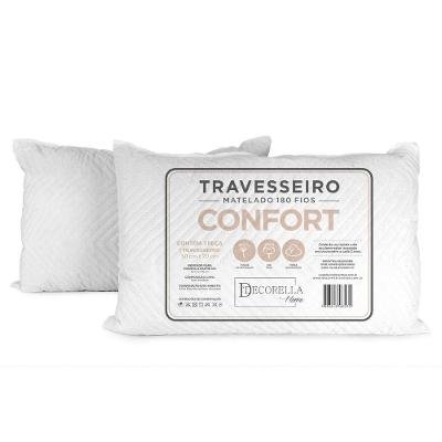 Travesseiro Tradicional Confort 50CM X 70CM Matelado em 100% Poliéster com Fibra Siliconada Toque