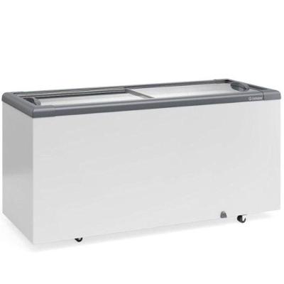 Freezer Plano Vidro Reto Deslizante Com Led Ghd500l Cinza Gelopar 220V