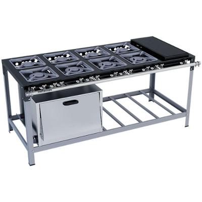 Fogão Industrial Stori Premium 8 Bocas 30x30 Forno Com Chapa M24 Pintado Metalmaq