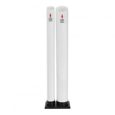 Dispensador de Copos com Lixeira C-2 Tubos Branco (água-café) para Descarte